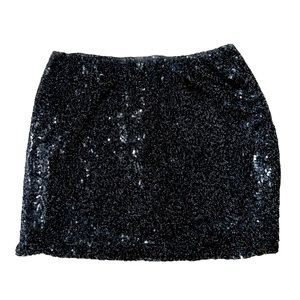 BLACK SEQUINS MINI SKIRT